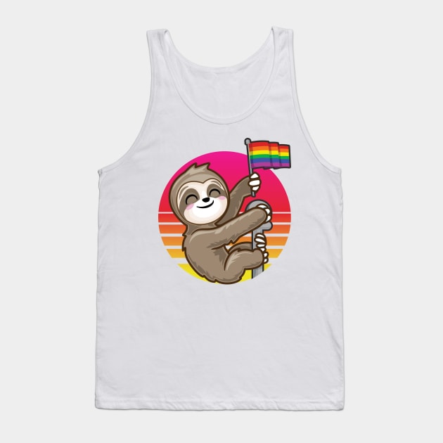 Sloth with Rainbow Flag Pride Retro Vintage Tank Top by PnJ